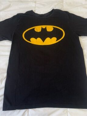Batman Black Short Sleeve Tee with Yellow Bat Emblem
